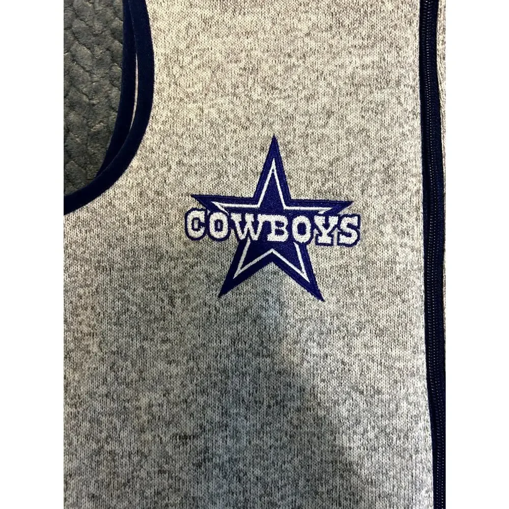 Dallas Cowboys Fleece Zip-Up Vest Kids 14/14A Gray Carter's NFL Football Sports